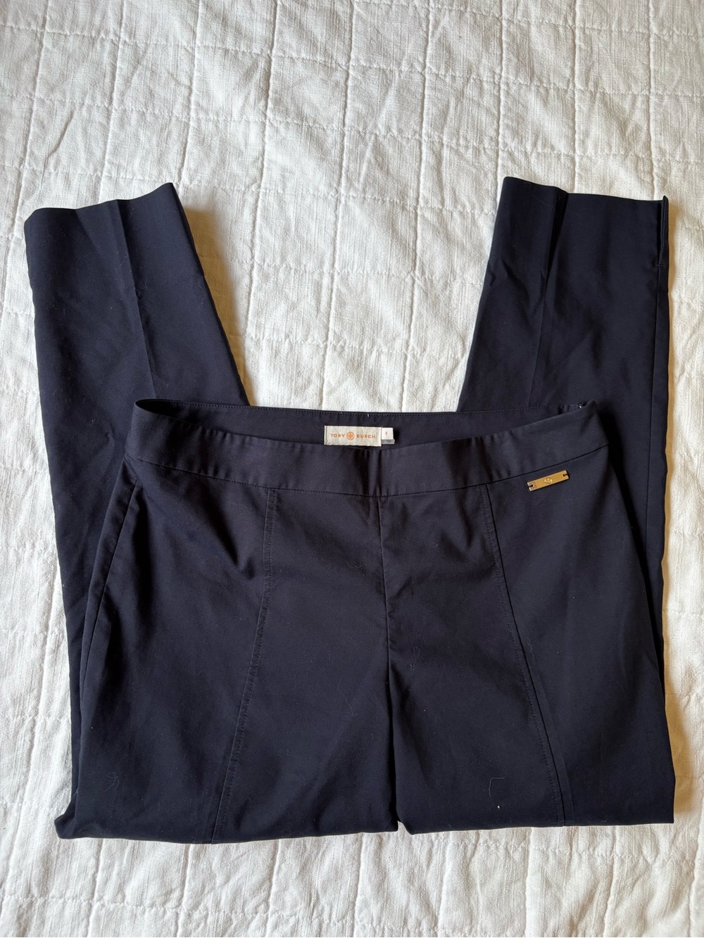 Tory Burch Straight-Leg Ponte Pants in Navy Blue 8